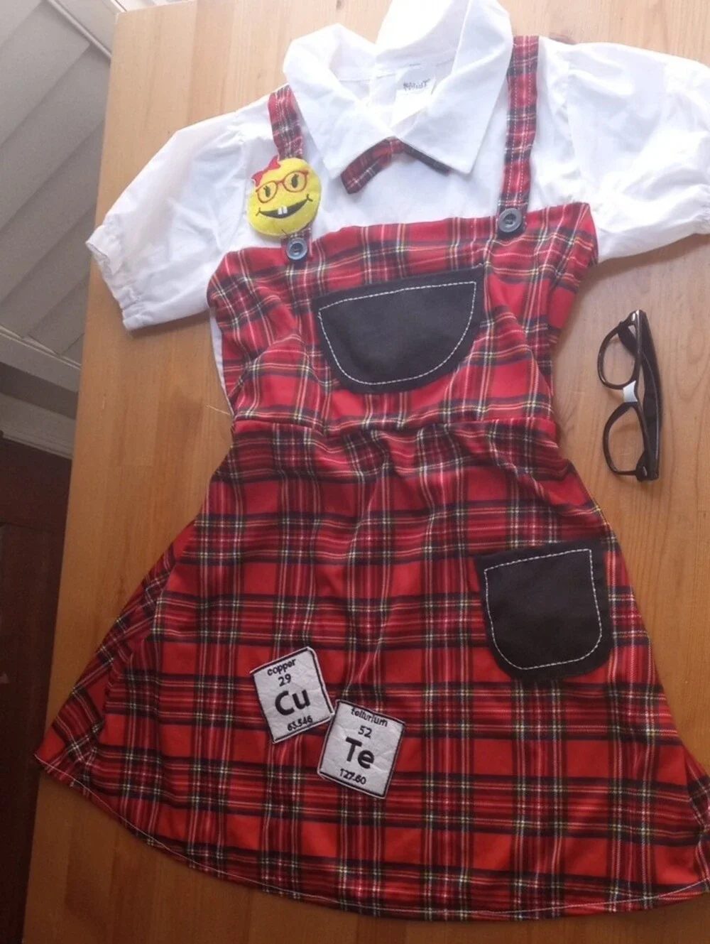 Red Plaid Schoolgirl Costume Dress with Bow - Kids Costume